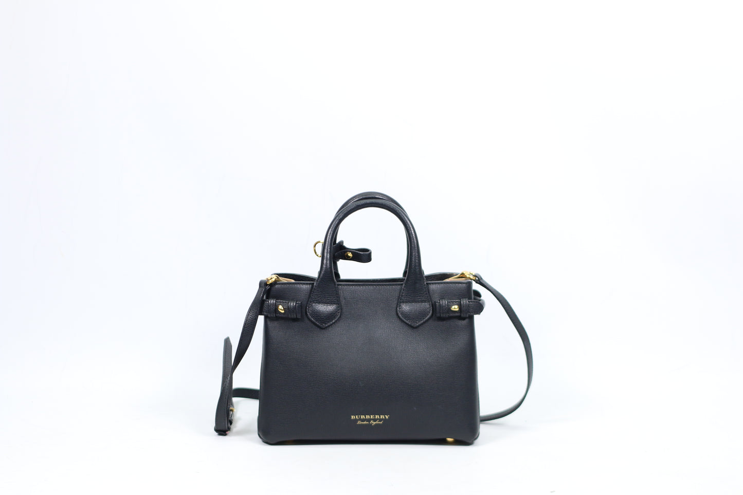Burberry Black Leather Side House Check Banner Small Shoulder Bag 4023700