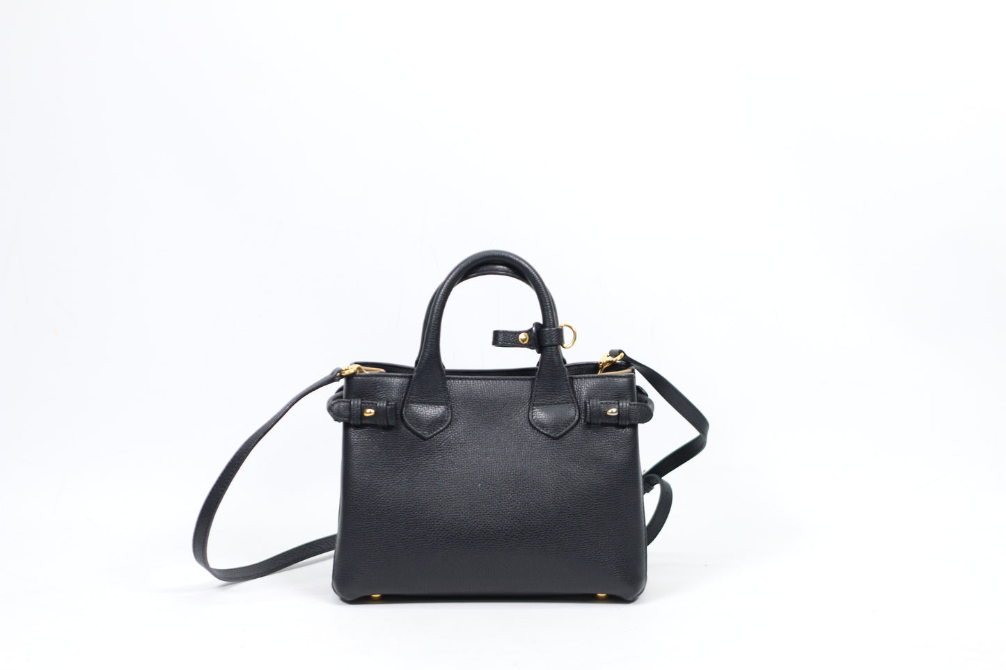 Burberry Black Leather Side House Check Banner Small Shoulder Bag 4023700