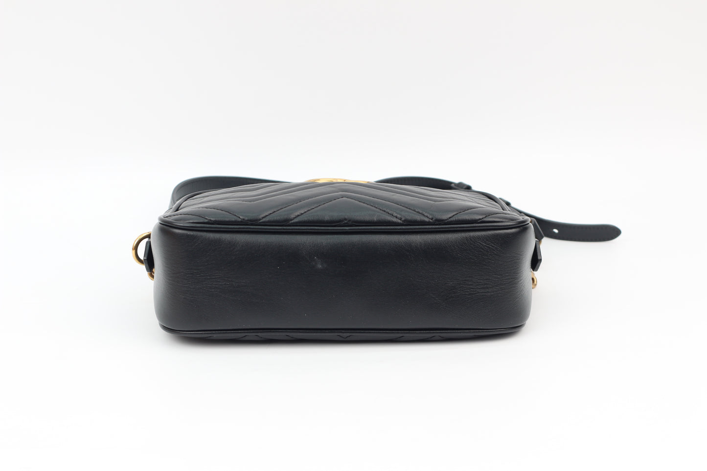 Gucci Black Leather GG Marmont Small Matelassé Chain Crossbody Bag 447632 (V7228330P)