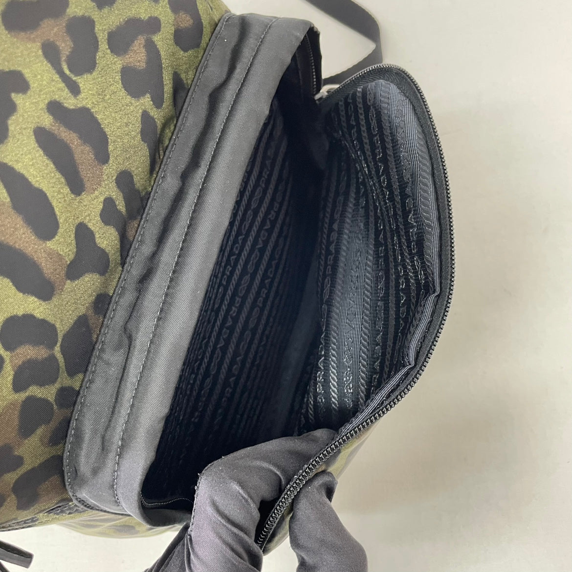 Prada Green Military Tessuto Leopard ONE Backpack 1BZ001