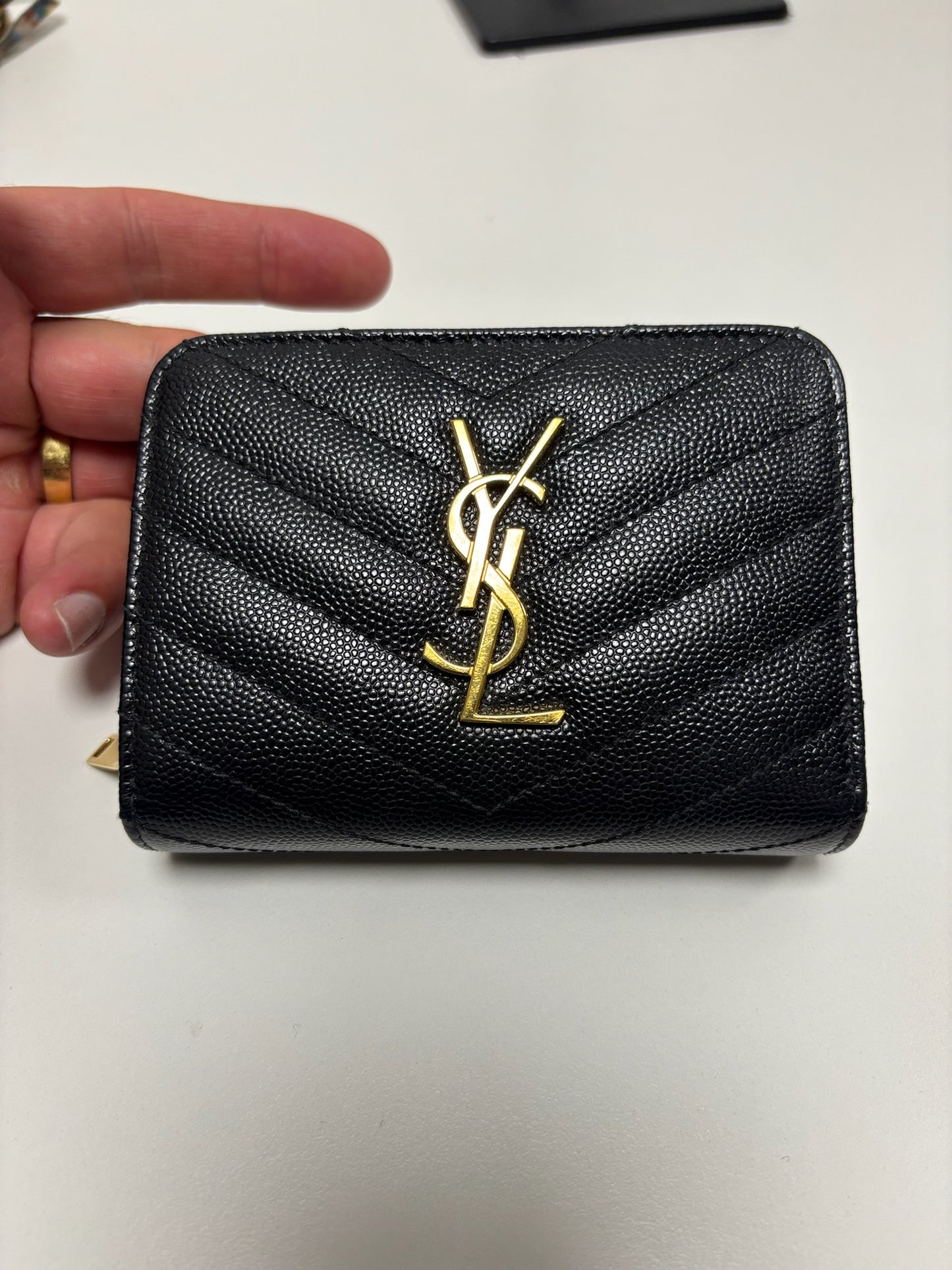 SAINT LAURENT Monogramme quilted textured-leather wallet (JPD04-67)