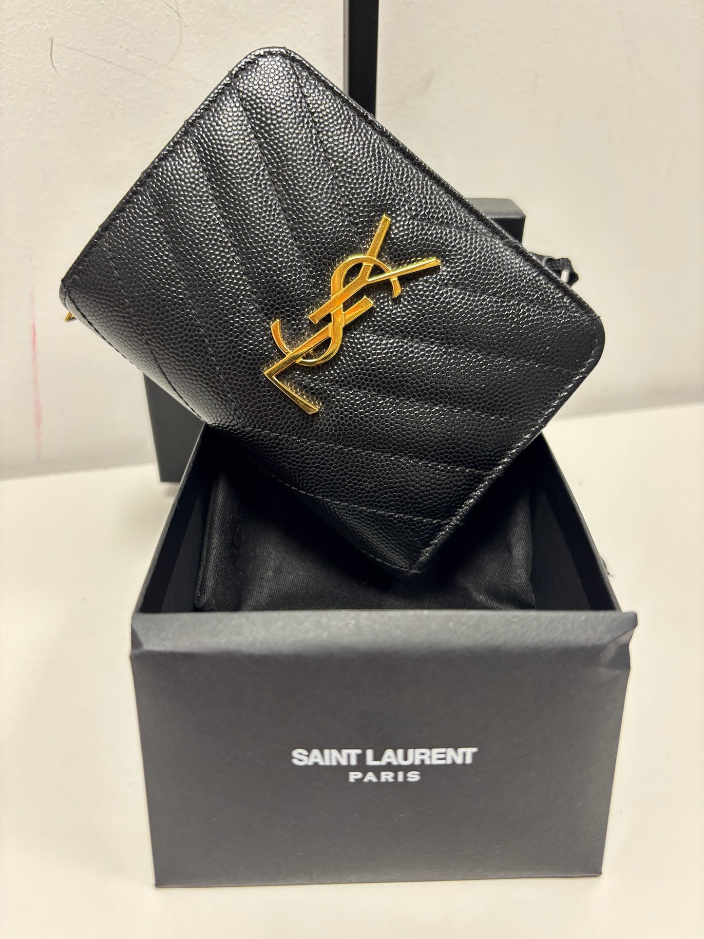 SAINT LAURENT Monogramme quilted textured-leather wallet (JPD04-67)