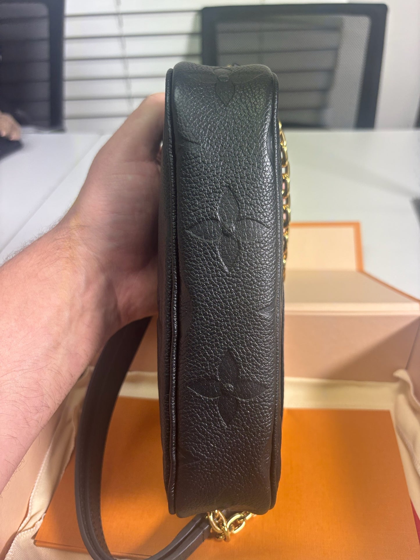 Louis Vuitton Black Leather Monogram Empreinte Wallet On Chain Ivy ONE Shoulder Bag M82154 (V12145409HC)