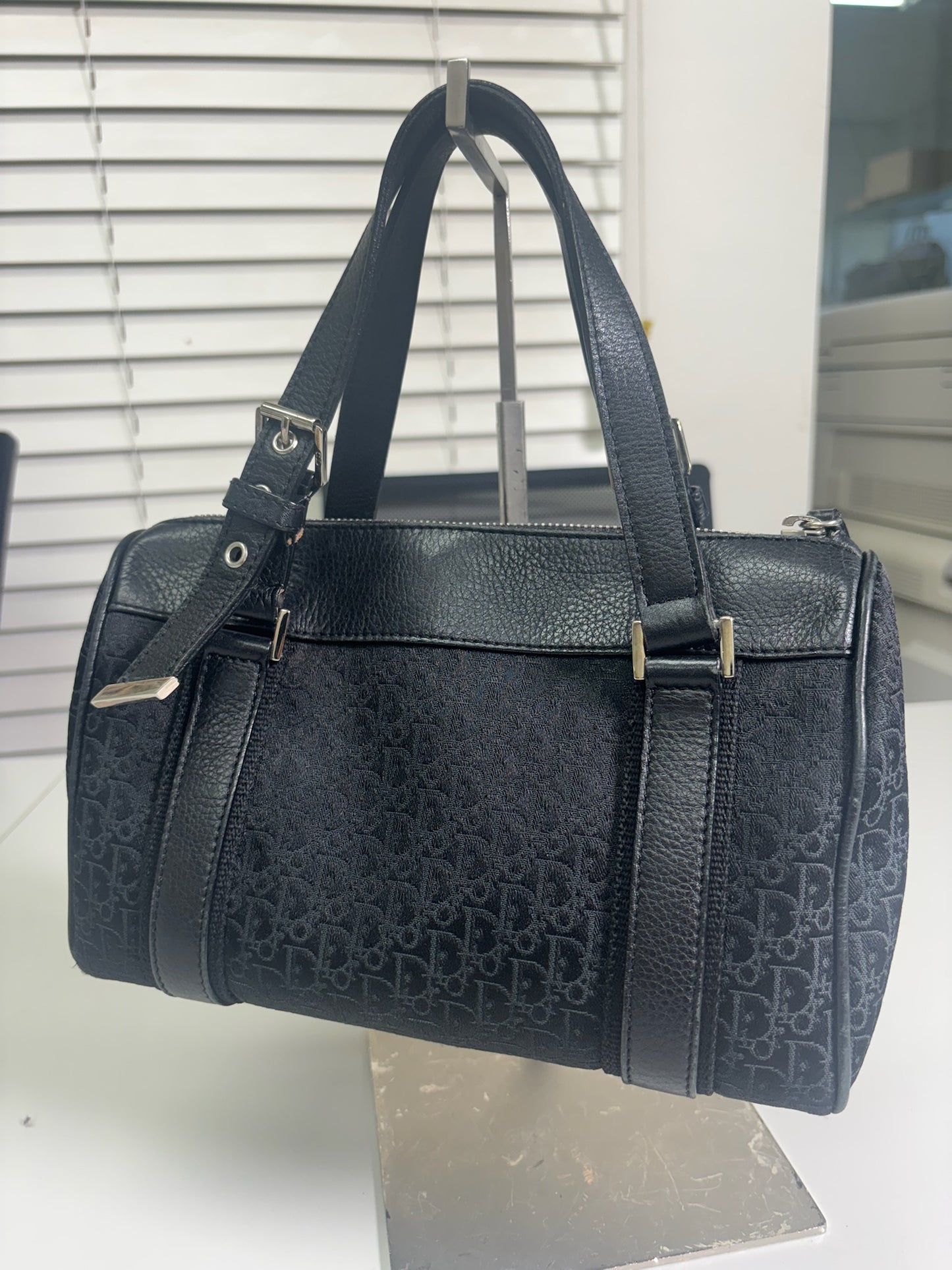 Dior Black Fabric Oblique Diorissimo Boston Small Tote Bag (V527315W)