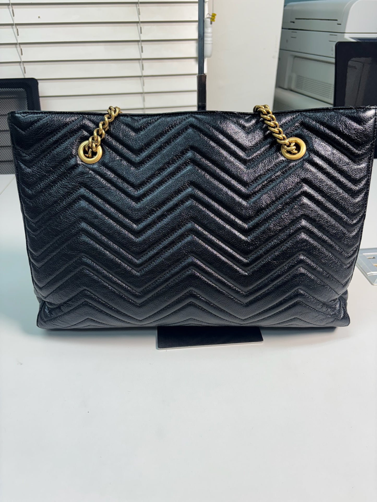 Gucci Black Color Leather GG Marmont One Matelasse Shoulder Bag 524578 (B07270815H)