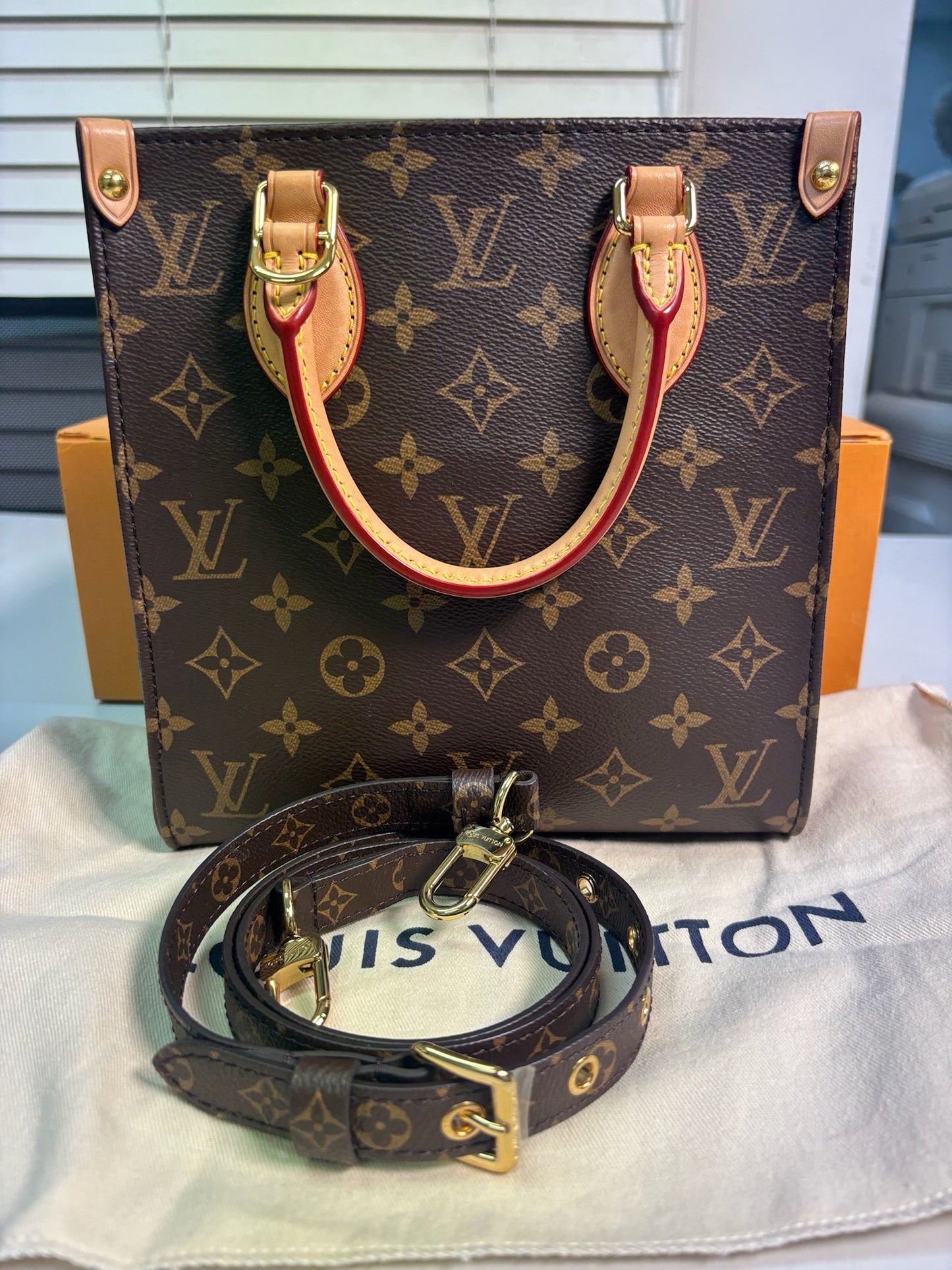 Louis Vuitton PVC Monogram Sac Plat BB Convertible Tote Shoulder Bag M45847 (B1201971016P)