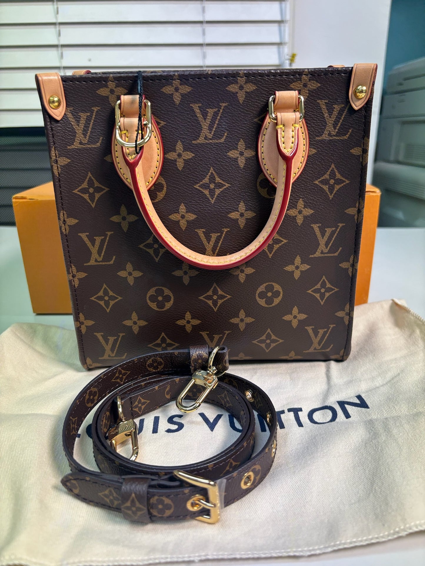 Louis Vuitton PVC Monogram Sac Plat BB Convertible Tote Shoulder Bag M45847 (B1201971016P)
