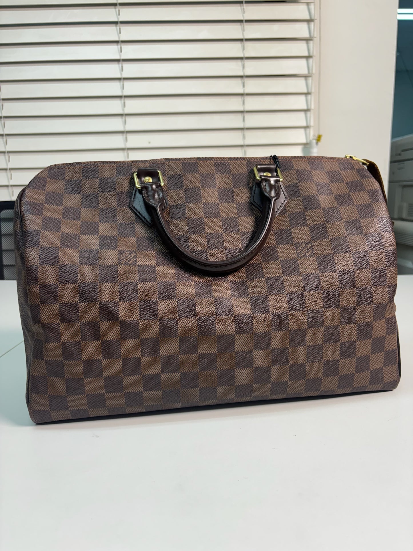 Louis Vuitton Brown PVC Damier Ebene Speedy 30 Tote Bag N41523 (B1230825P)
