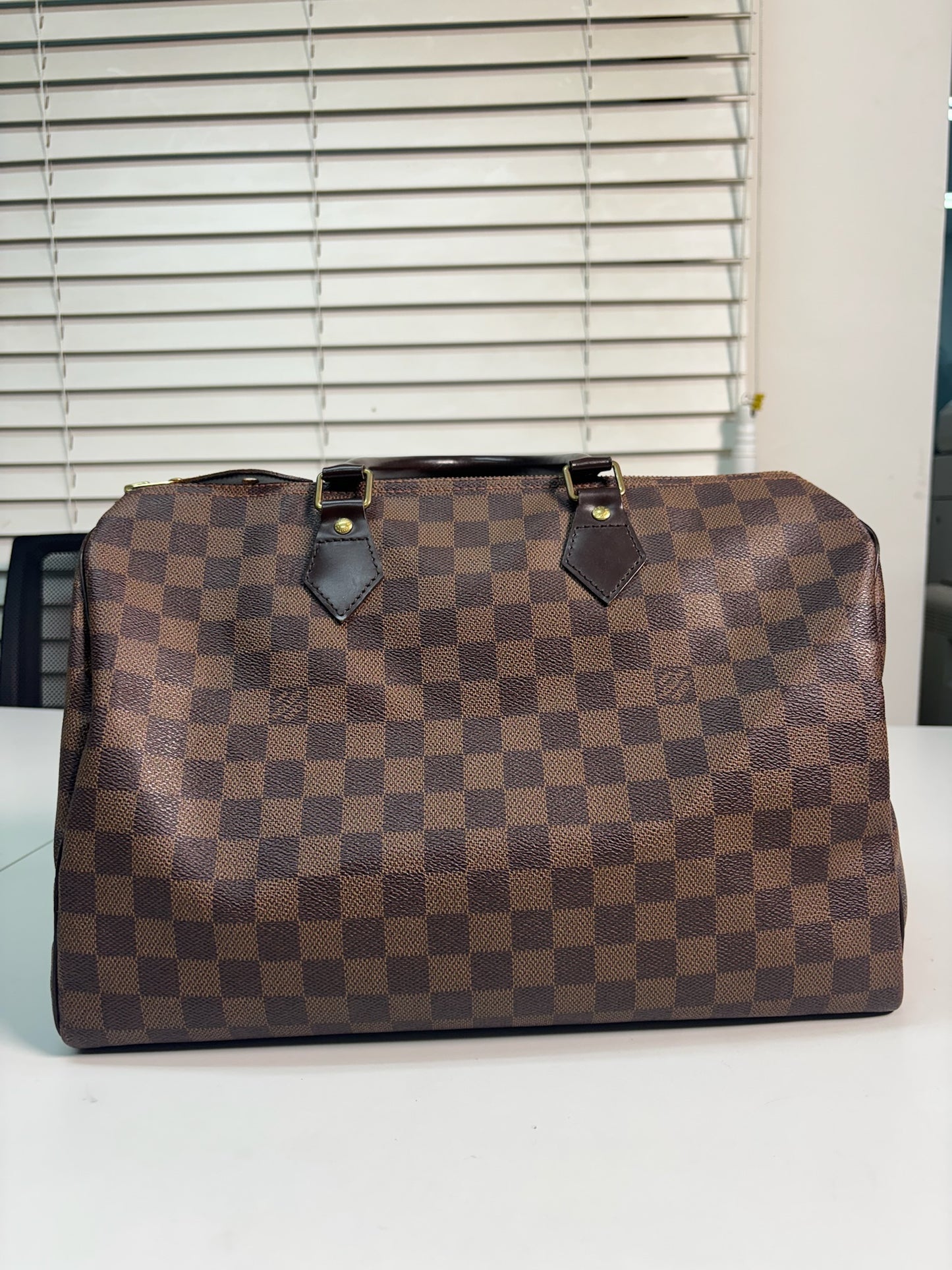 Louis Vuitton Brown PVC Damier Ebene Speedy 30 Tote Bag N41523 (B1230825P)