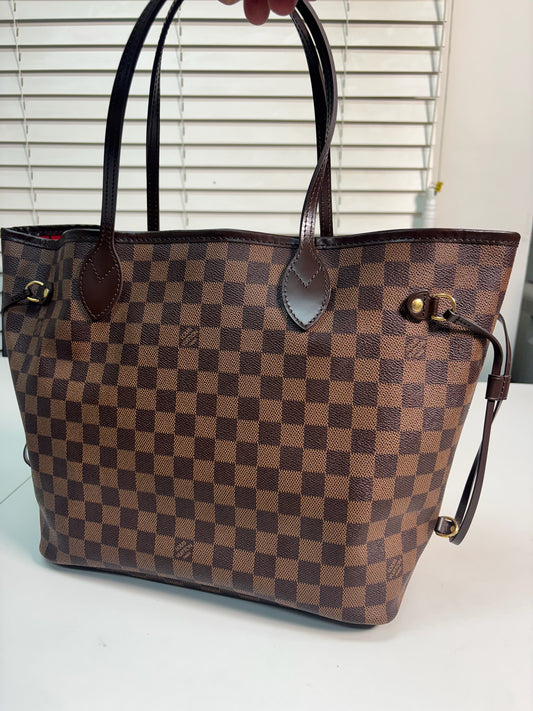 Louis Vuitton PVC Damier Ebene Canvas Neverfull MM Shoulder Bag N41358 (V012150427HJ)