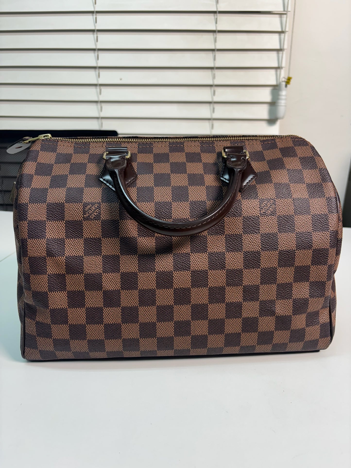 Louis Vuitton Brown PVC Damier Ebene Canvas Speedy 30 Tote Bag N41531 (V1266413PC)