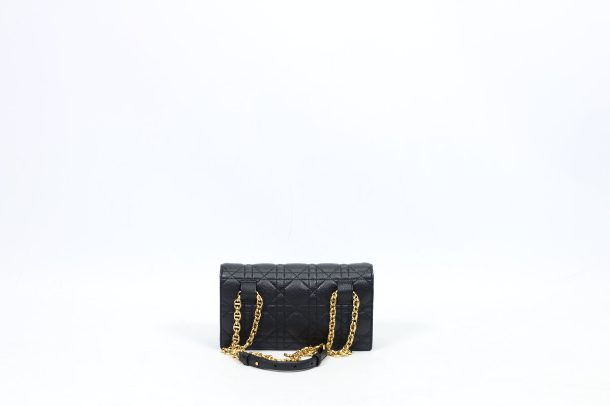 Dior Black Leather Caro Chain WOC Pouch ONE Belt Bag 2P1VX8P1