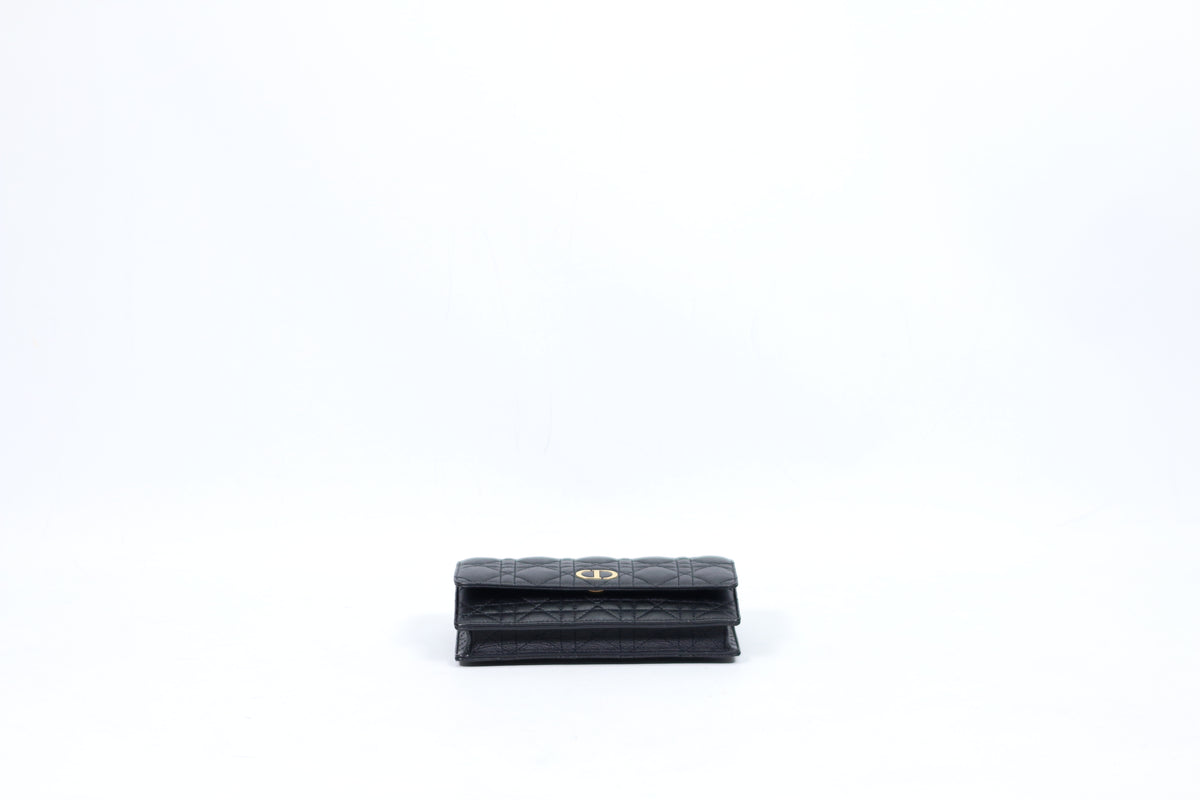 Dior Black Leather Caro Chain WOC Pouch ONE Belt Bag 2P1VX8P1
