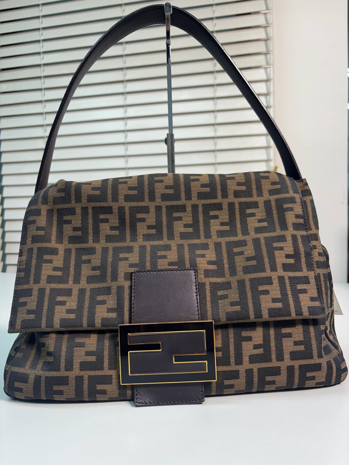 Fendi Brown Fabric Zucca FF Mamma One Shoulder Bag 8BR638 (V9618307P)