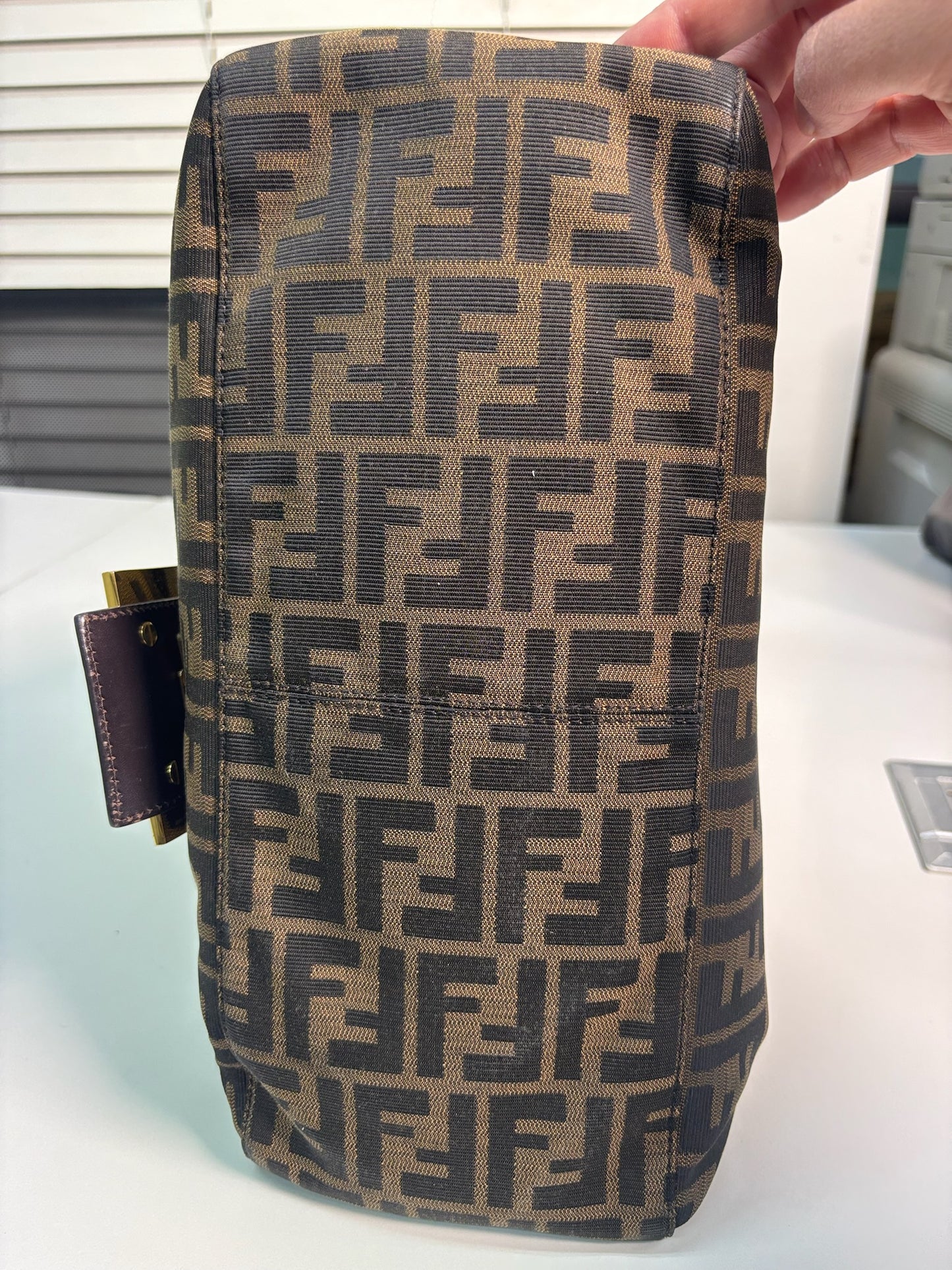 Fendi Brown Fabric Zucca FF Mamma One Shoulder Bag 8BR638 (V9618307P)