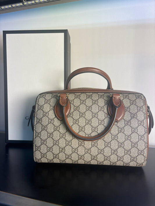 Gucci Brown PVC Supreme Boston Shoulder Bag 409529 (V7230430W)