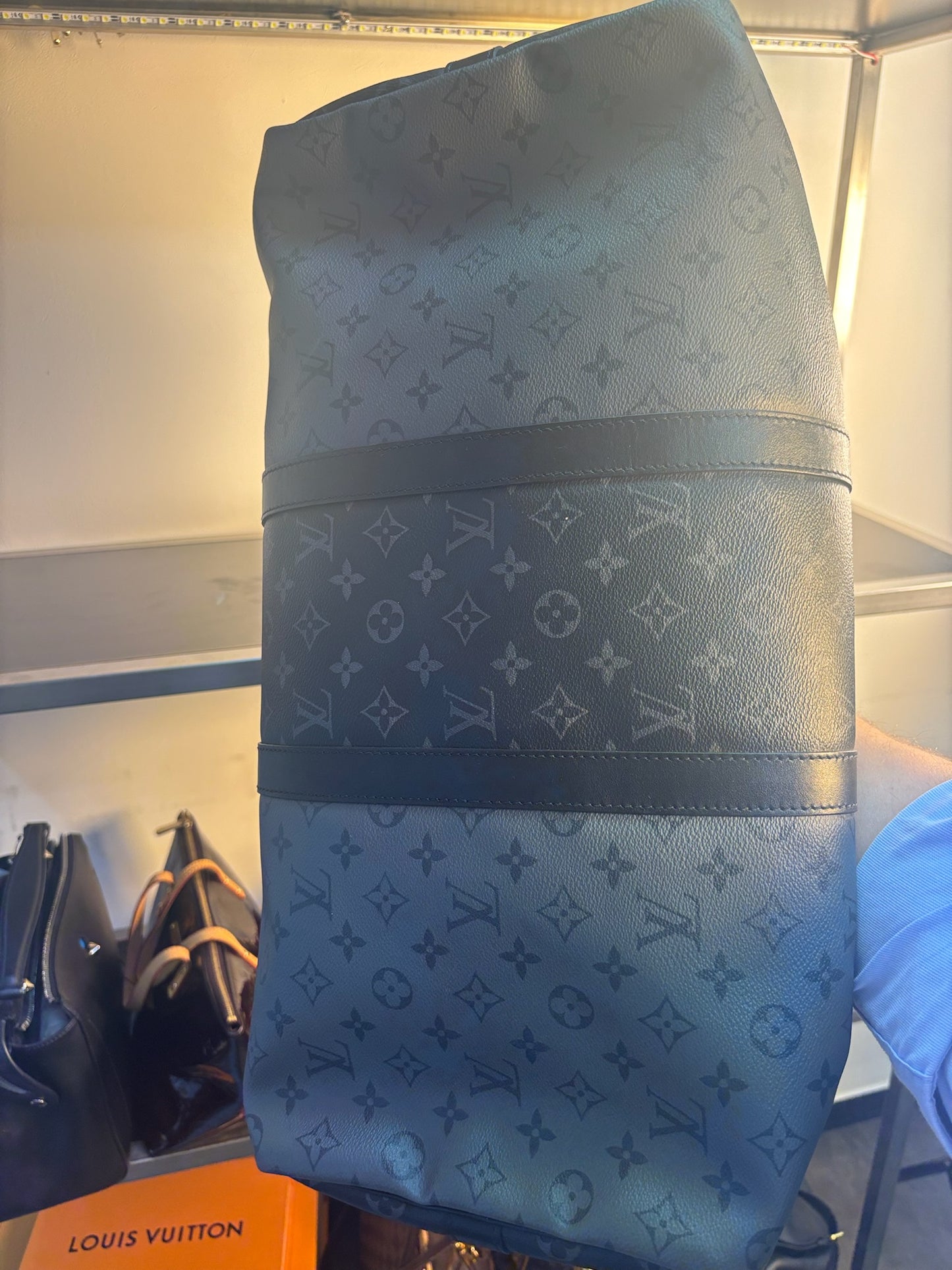 Louis Vuitton Grey PVC Monogram Eclipse Keepall Bandouliere 50 Shoulder Bag M45392 (V12148423HL)