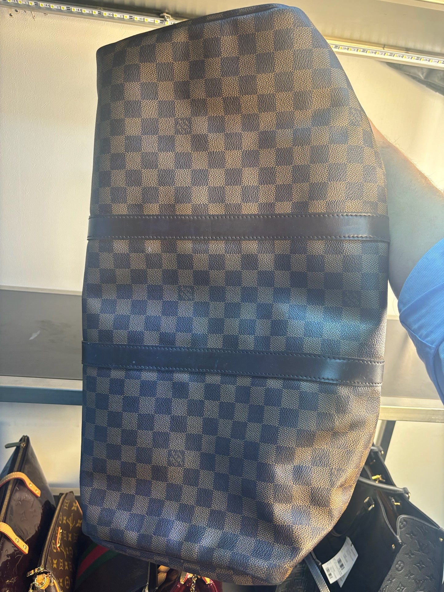 Louis Vuitton Brown PVC Damier Ebene Keepall 50 Tote Bag N41427 (V1235313W)