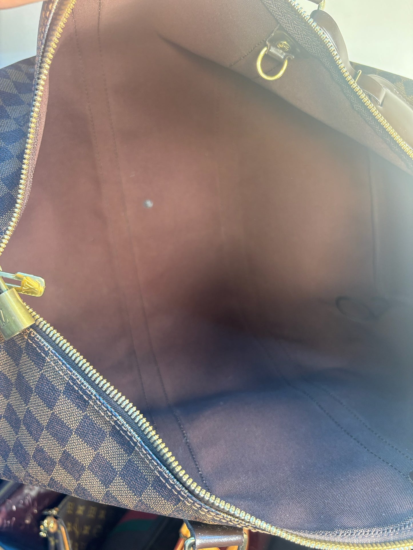 Louis Vuitton Brown PVC Damier Ebene Keepall 50 Tote Bag N41427 (V1235313W)