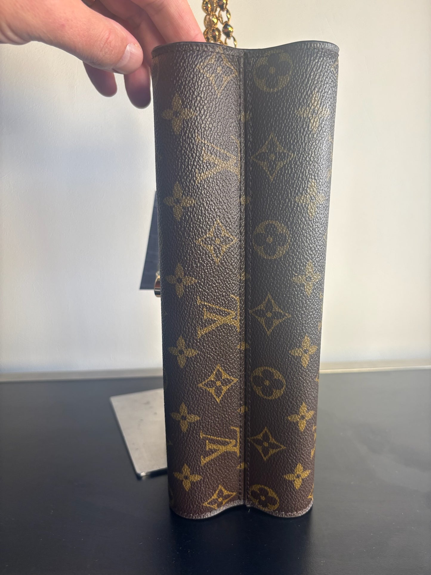Louis Vuitton Black PVC Monogram Canvas Gold Hardware Chain Victoire One Shoulder Bag M41730 (B12125926HL)