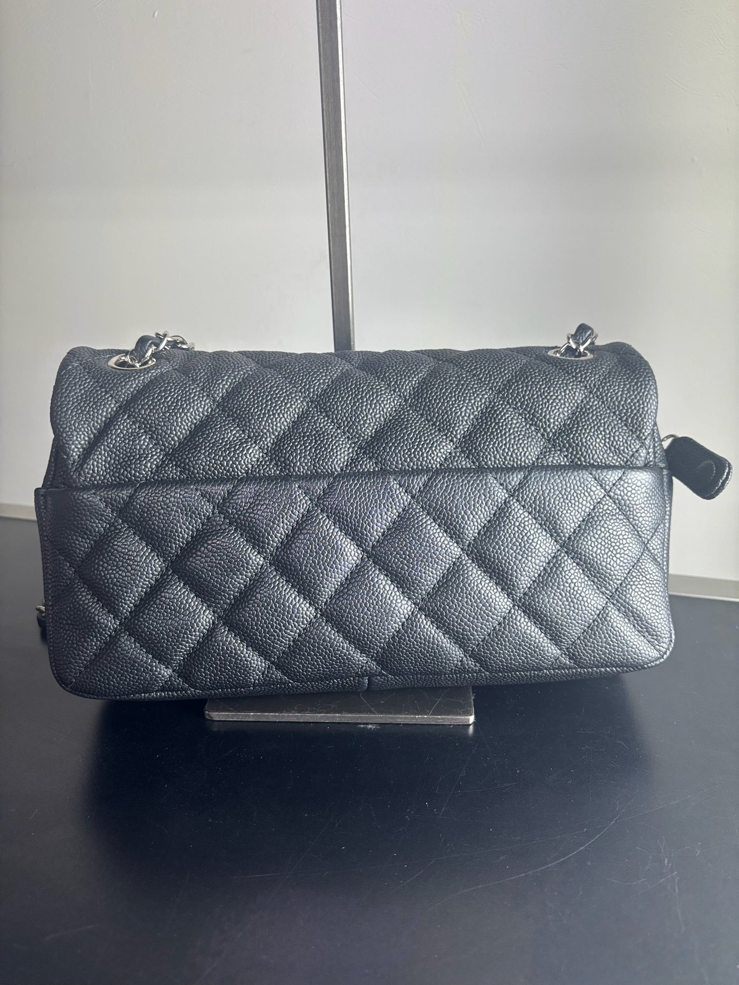 Chanel Classic Handbag in black caviar leather with silver-tone hardware