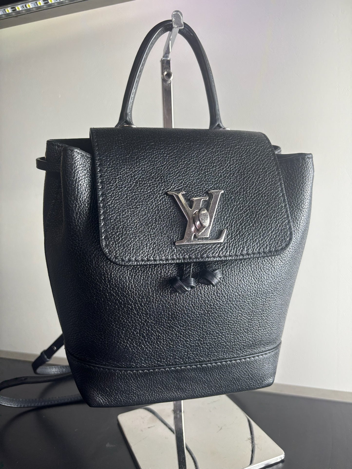 Louis Vuitton Black Calfskin Lockme Mini Backpack