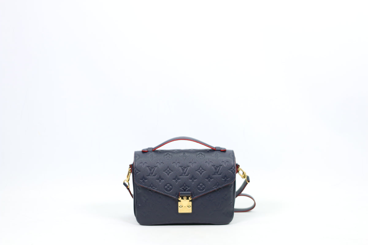 Louis Vuitton Navy Marine Rouge Leather Monogram Empreinte Pochette Metis ONE Shoulder Bag M44071