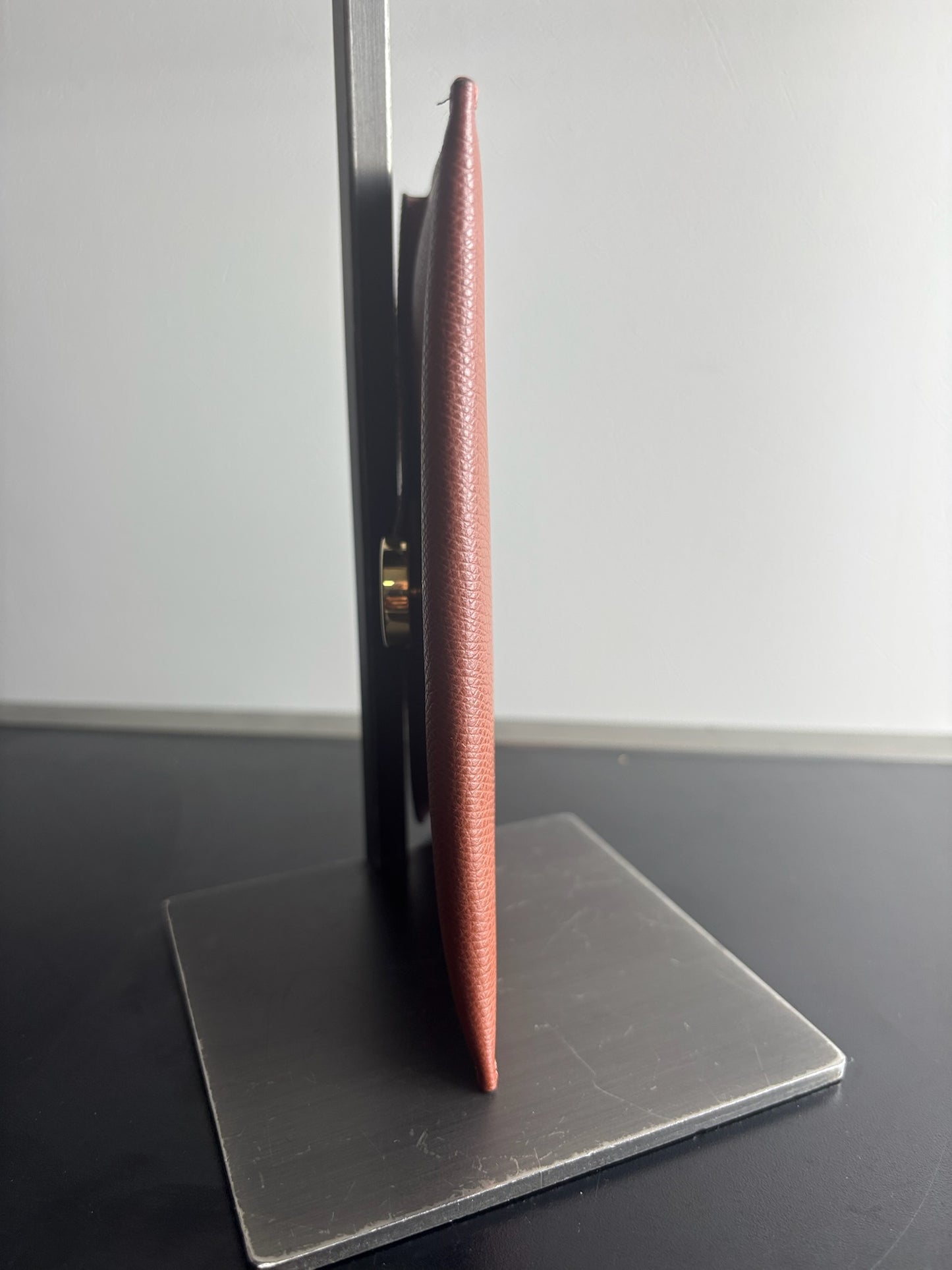 Fendi F Flat mini pouch clutch in orange pebbled leather