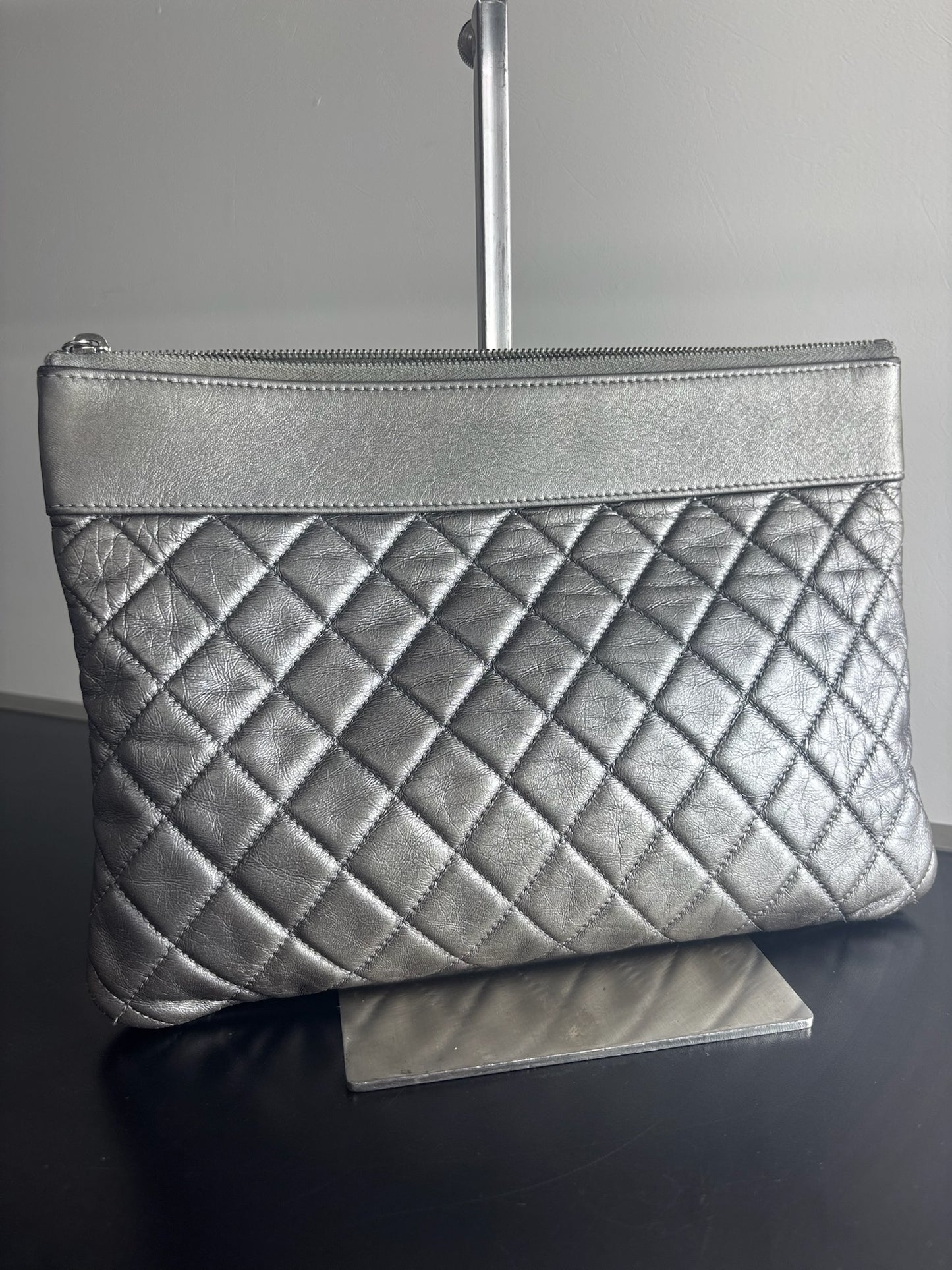 Chanel Metallic Lambskin Quilted Clutch