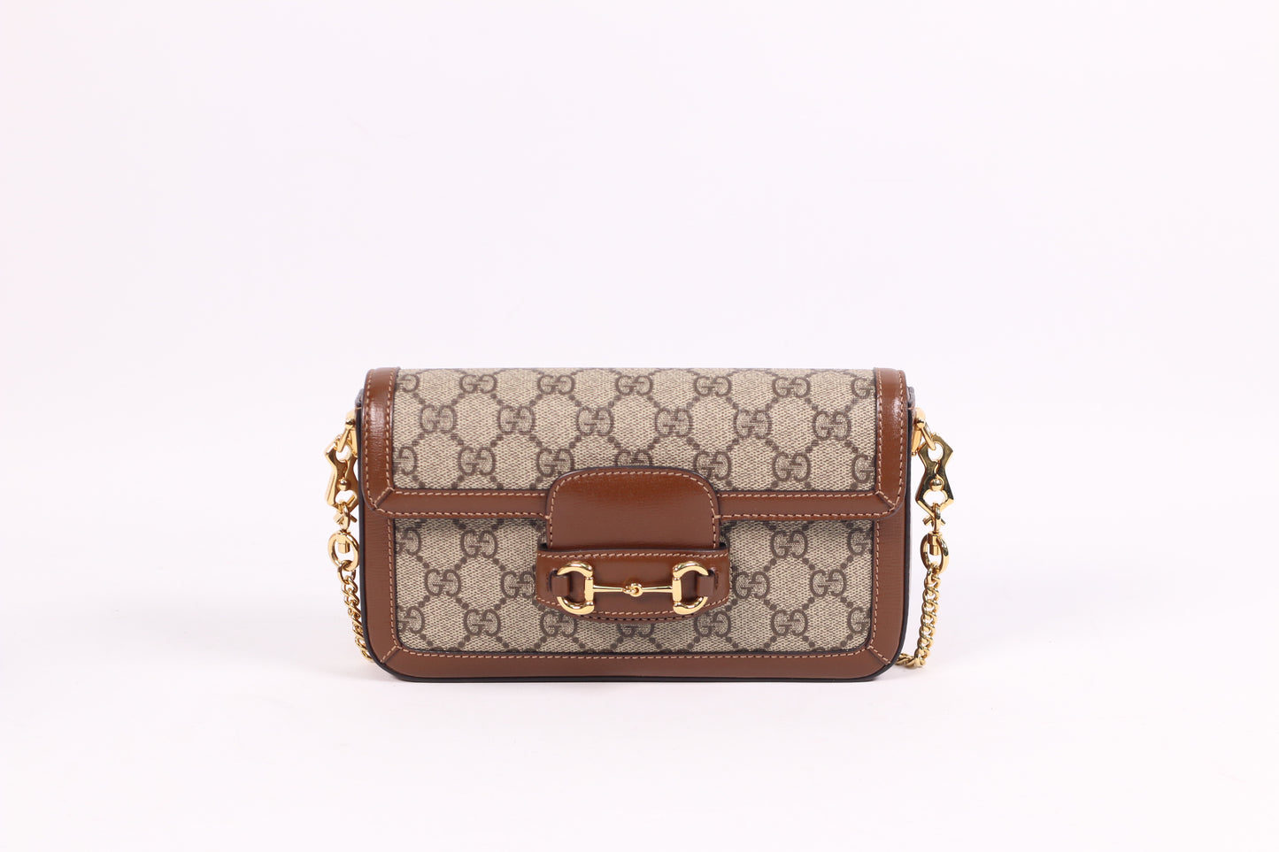 Gucci Brown PVC GG Horsebit Chain Mini Shoulder Bag 752002 (V072100421P)