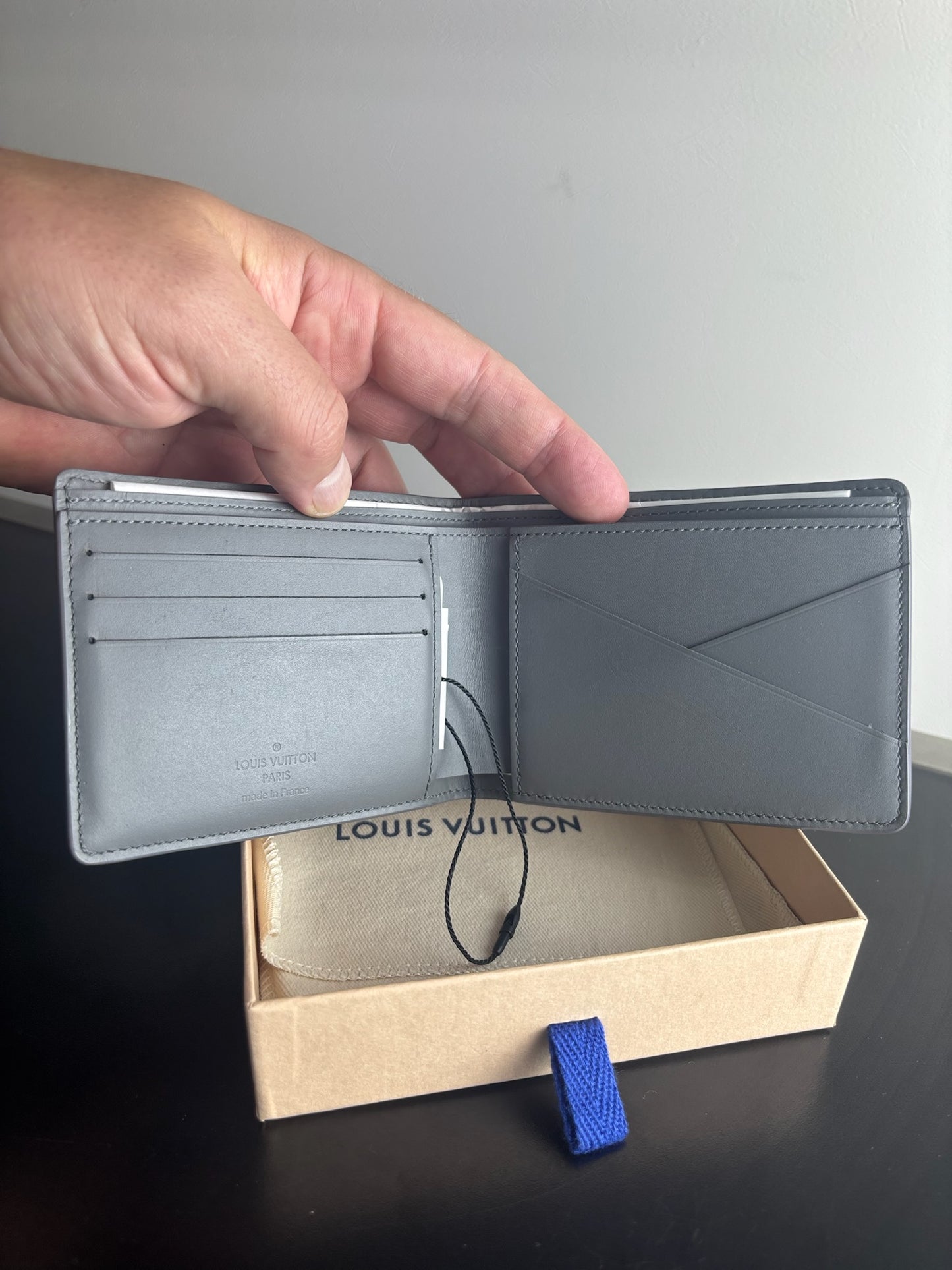 Louis Vuitton Calfskin Monogram Shadow Multiple Wallet Anthracite Gray