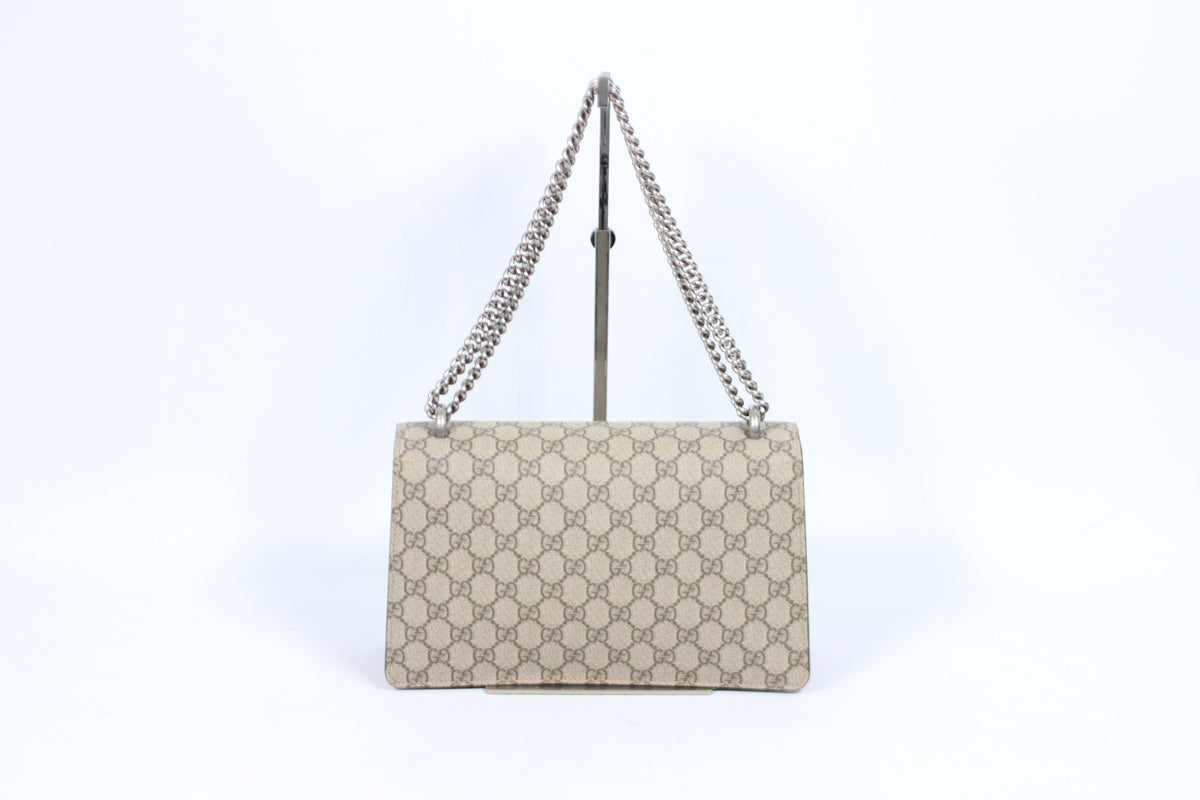 Gucci Brown PVC GG Dionysus Silver-Tone Chain Small Shoulder Bag 400249