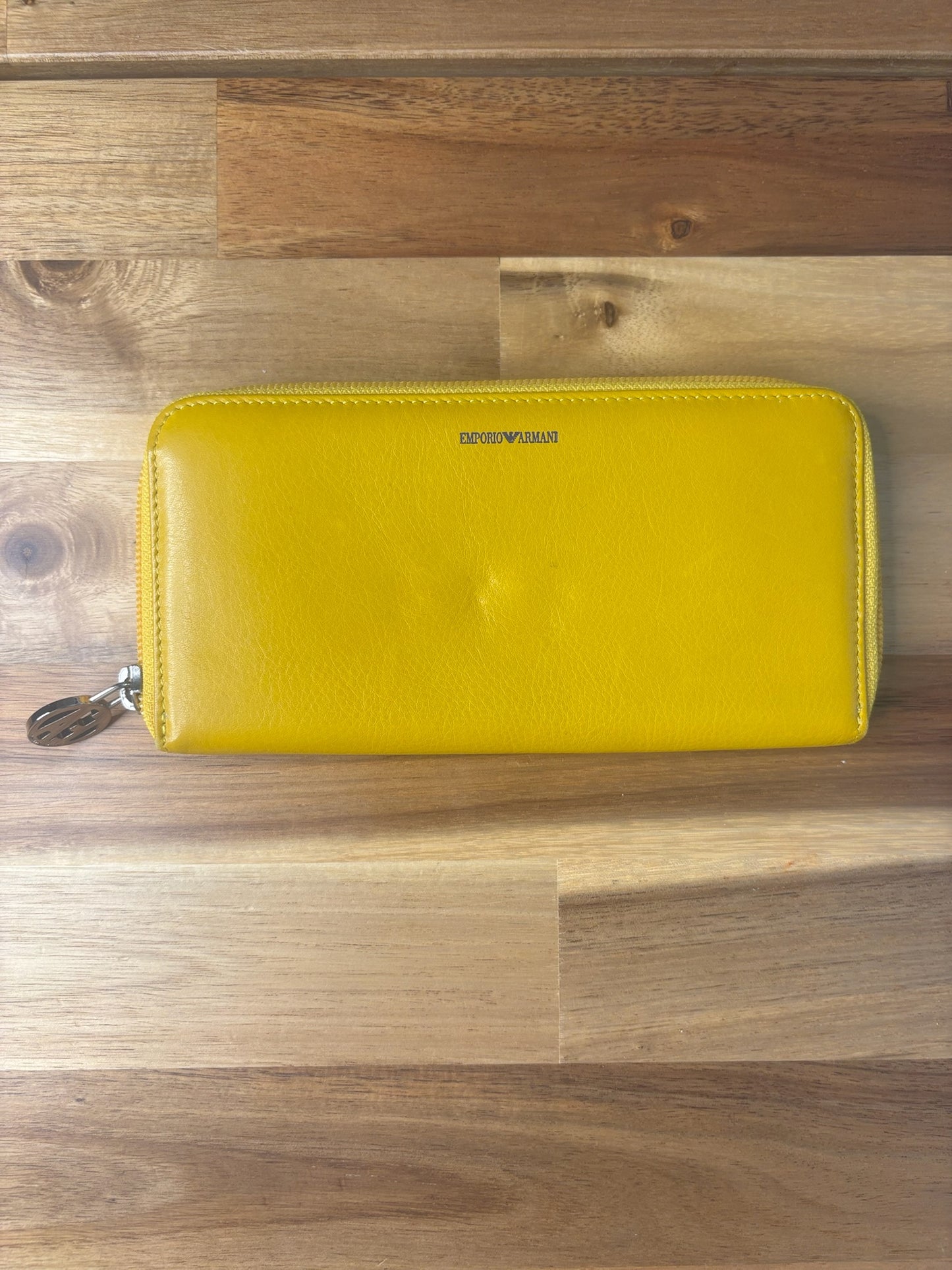 Emporio Armani Yellow Zip-Around Wallet