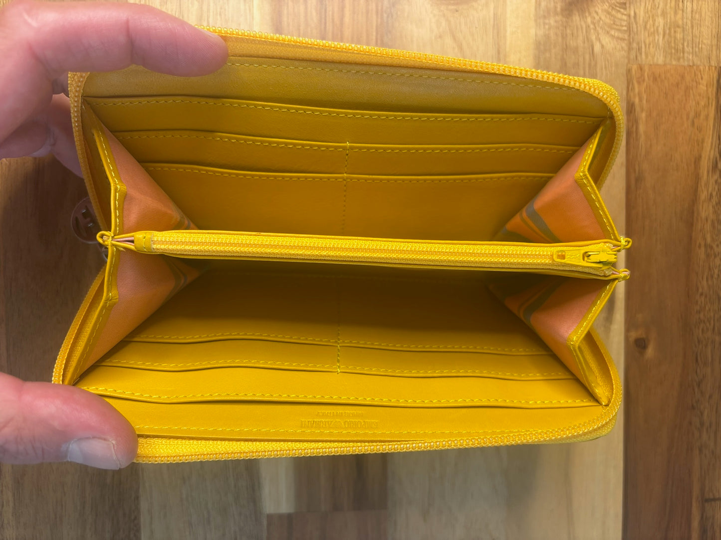 Emporio Armani Yellow Zip-Around Wallet