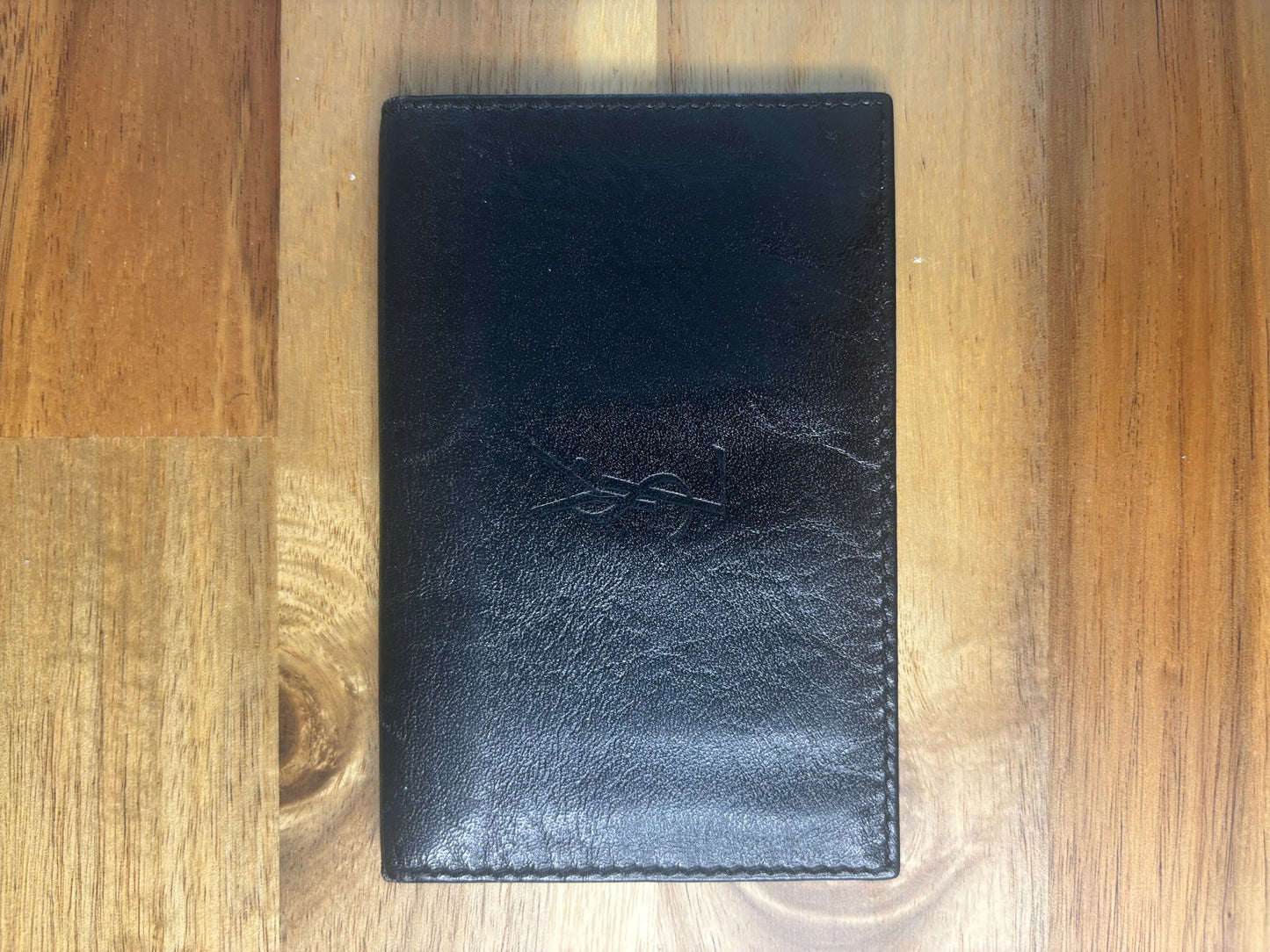Saint Laurent Black Leather Bifold Card Case Wallet