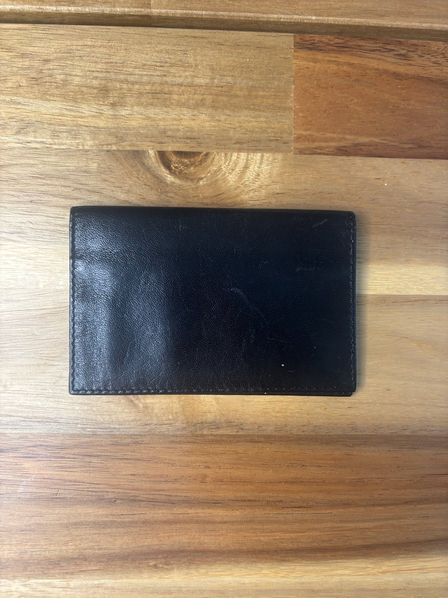 Saint Laurent Black Leather Bifold Card Case Wallet