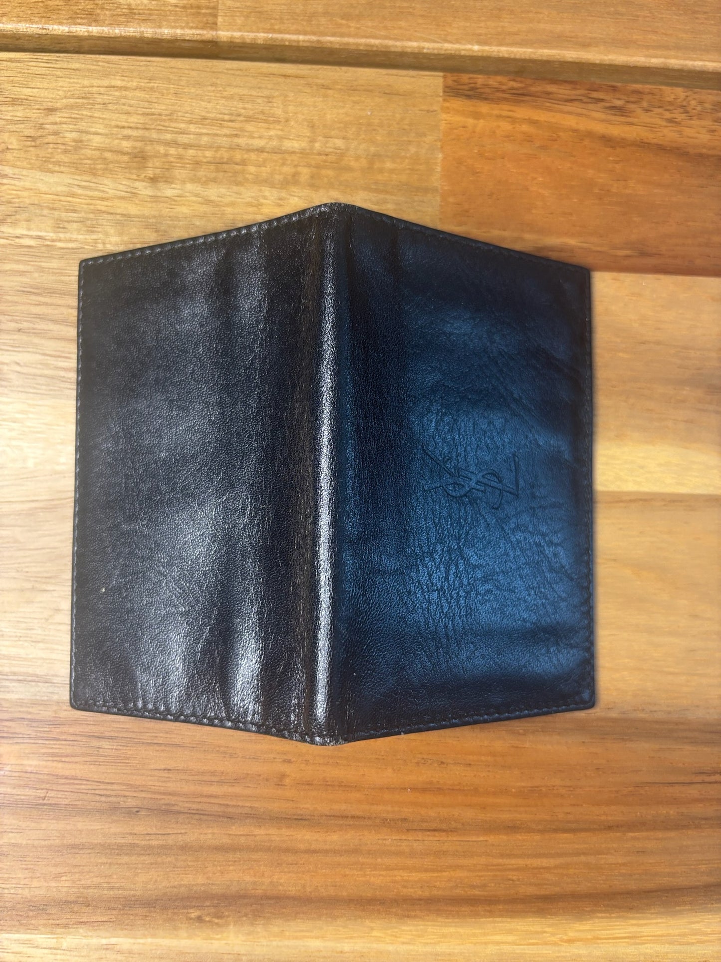 Saint Laurent Black Leather Bifold Card Case Wallet