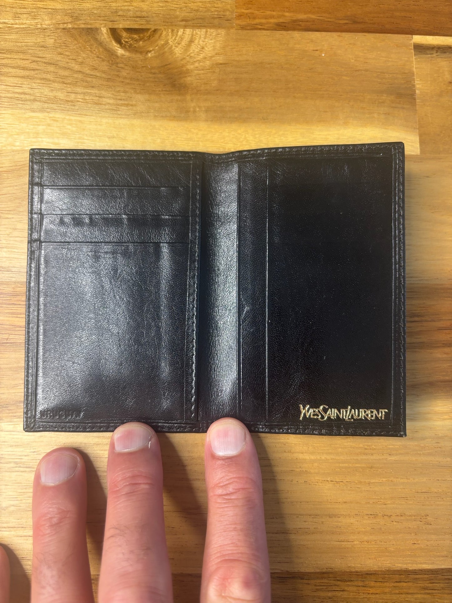 Saint Laurent Black Leather Bifold Card Case Wallet