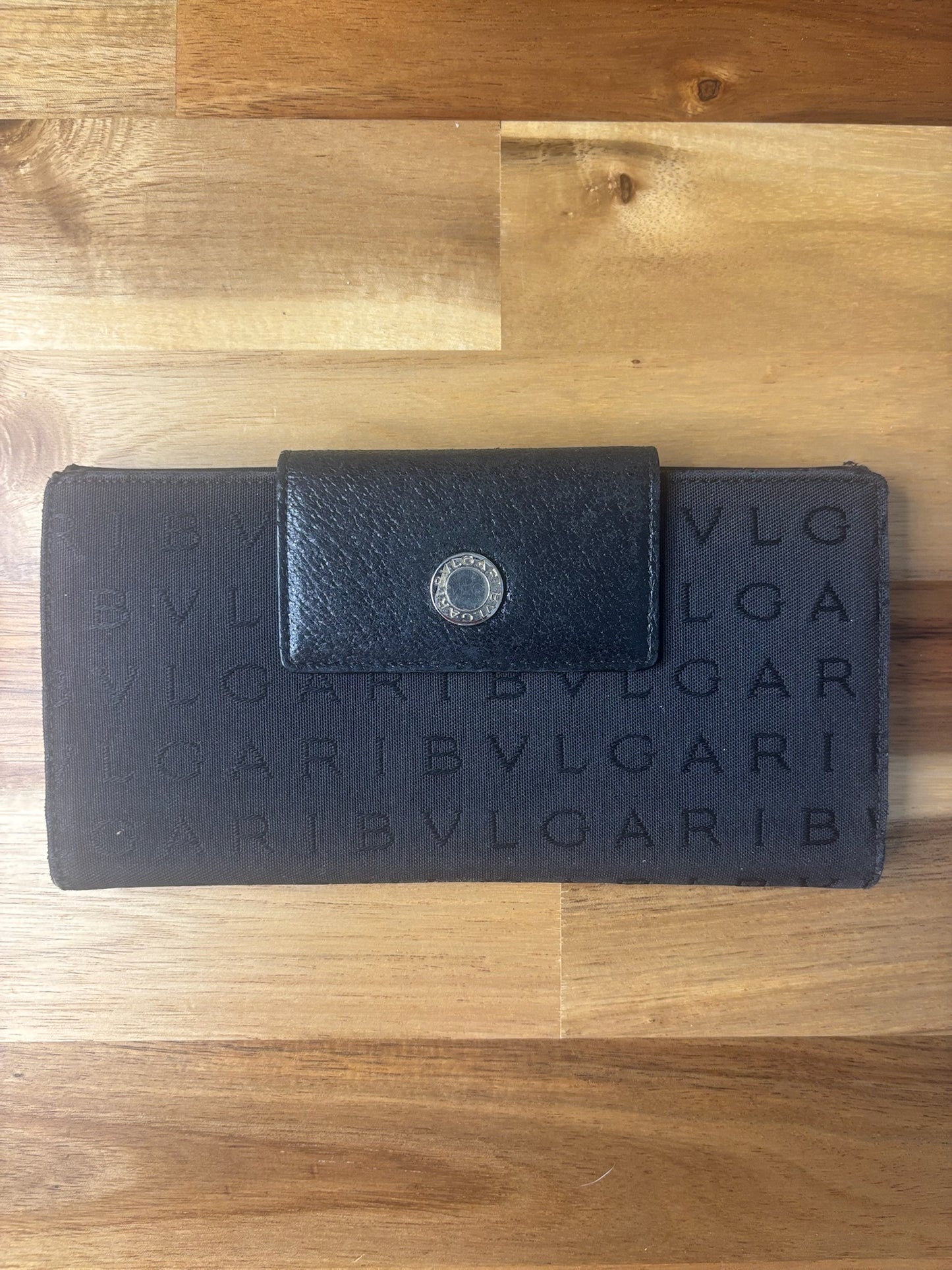 BVLGARI Logomania Canvas and Leather Long Wallet