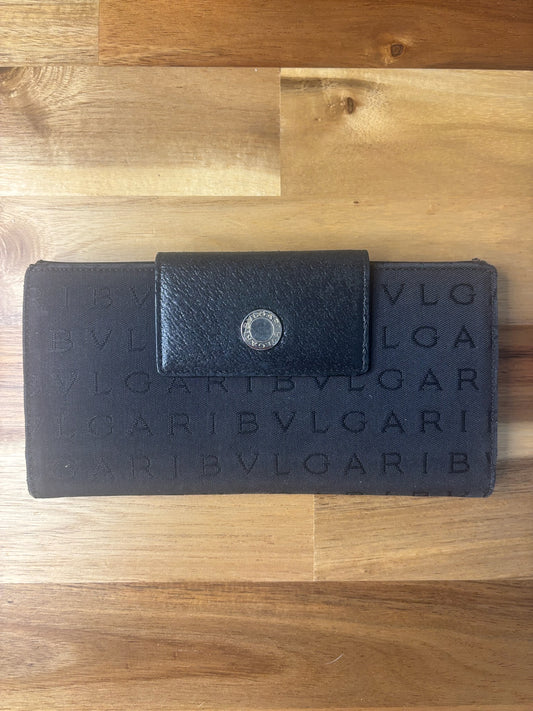 BVLGARI Logomania Canvas and Leather Long Wallet