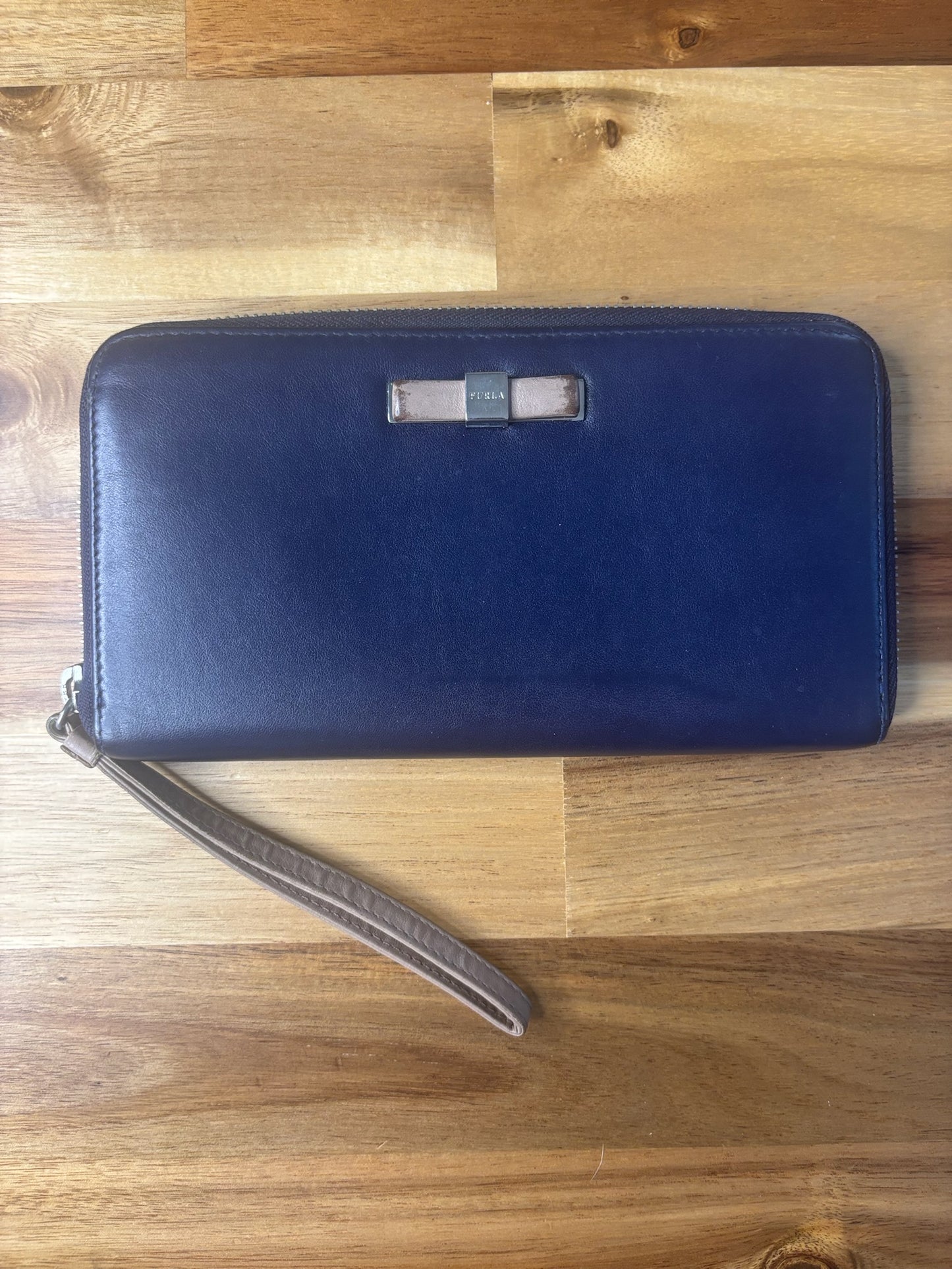 Furla Blue Leather Zip-Around Wallet