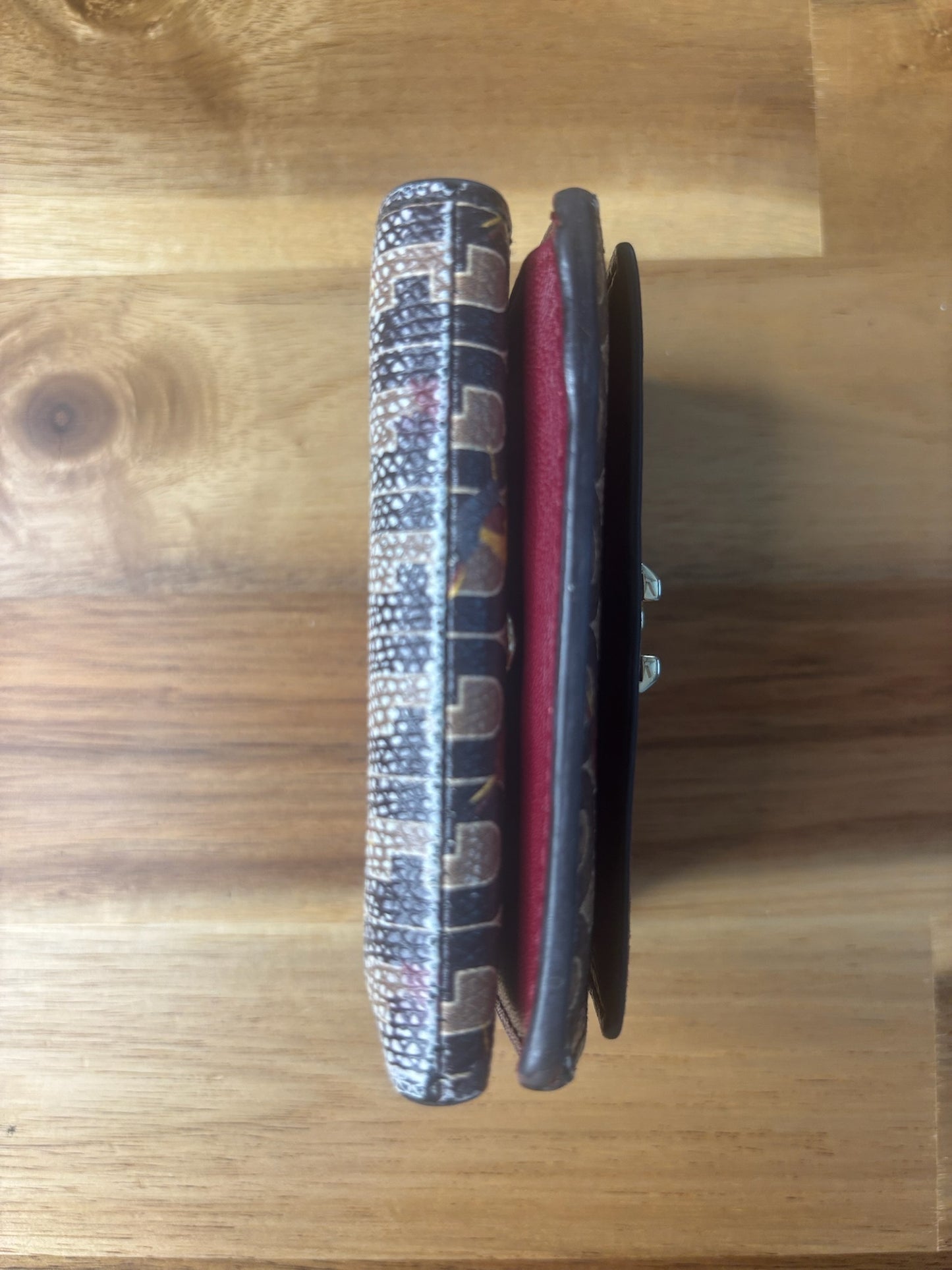 Furla Burgundy Leather Tri-Fold Wallet