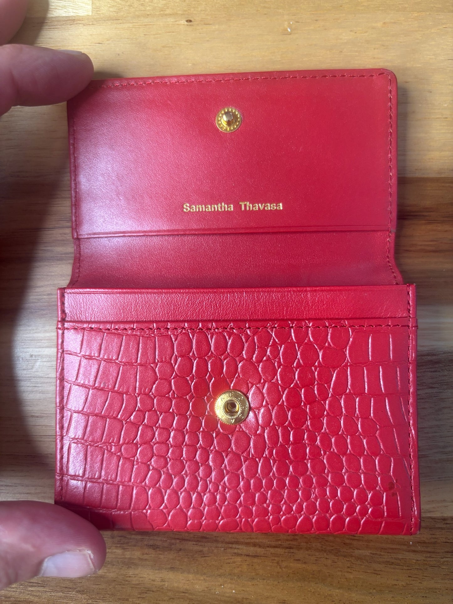 Samantha Thavasa Red Croc-Embossed Wallet