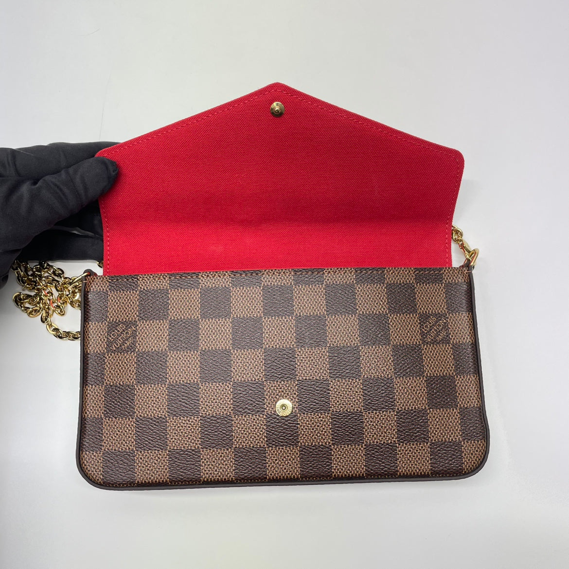 Louis Vuitton Brown PVC Damier Ebene Canvas Pochette Félicie ONE Crossbody Bag N63032 (V1295209HL)