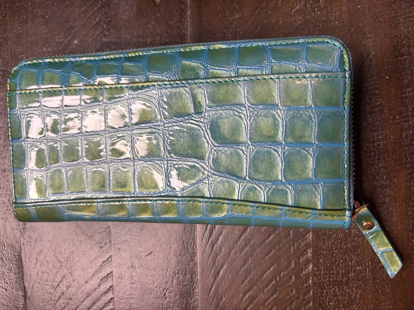 Sea Green Croc-Embossed Wallet