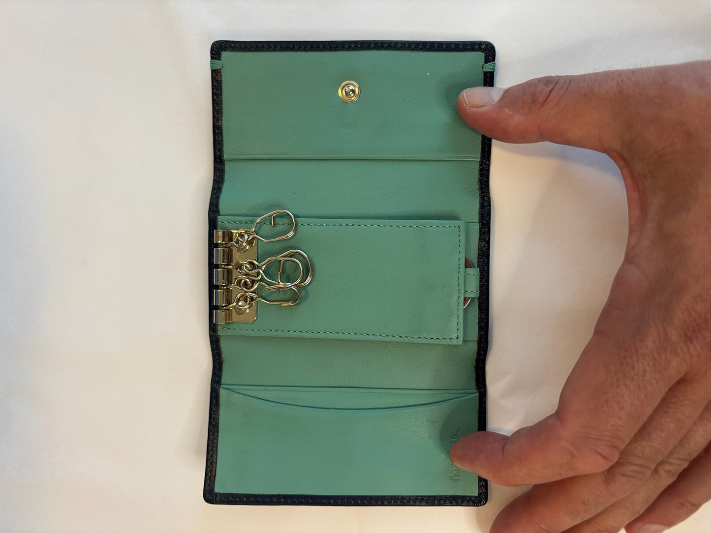 Paul Smith Navy Blue Leather Key Case