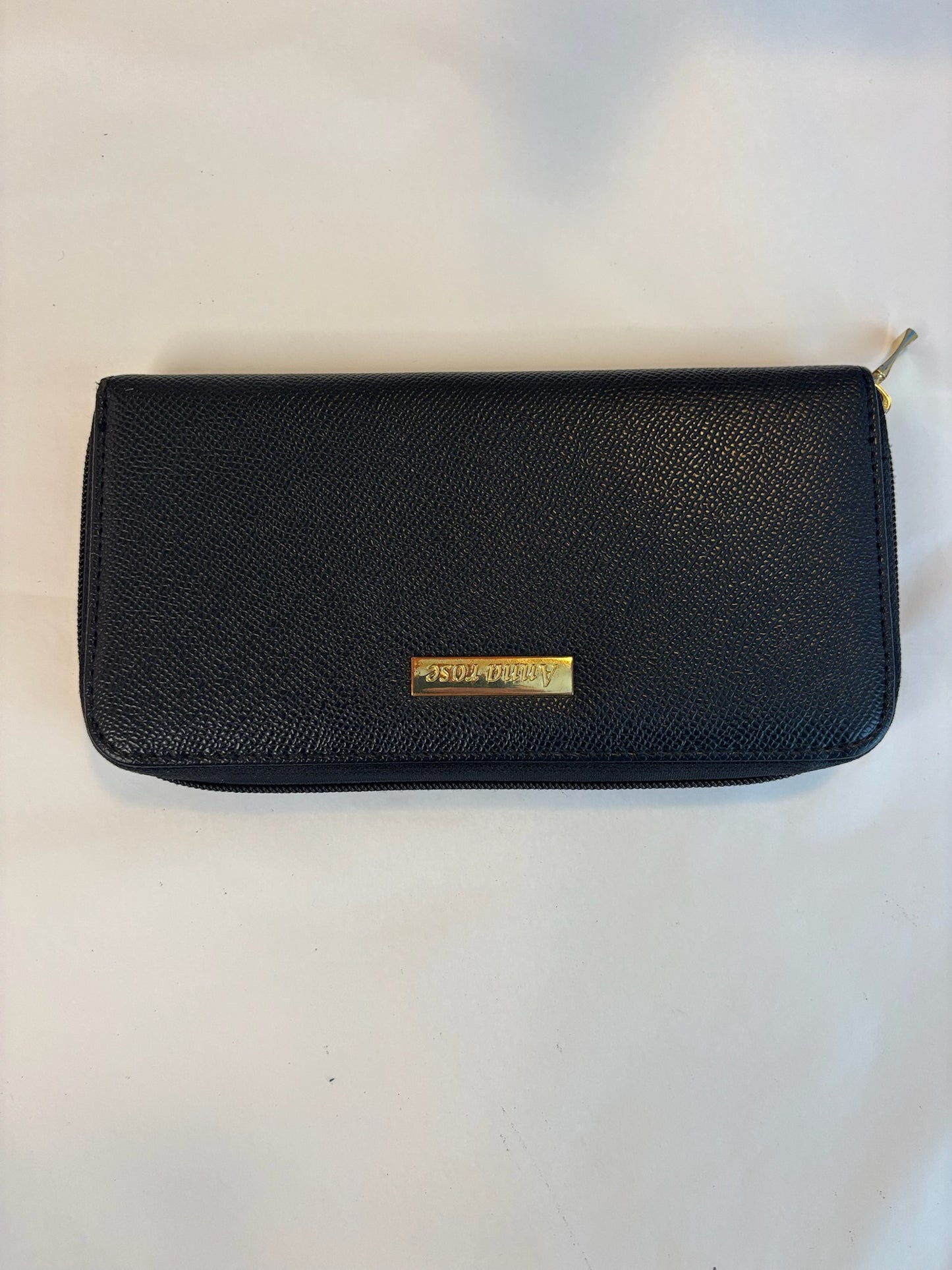 Anna Rose Black Textured Zip-Around Wallet