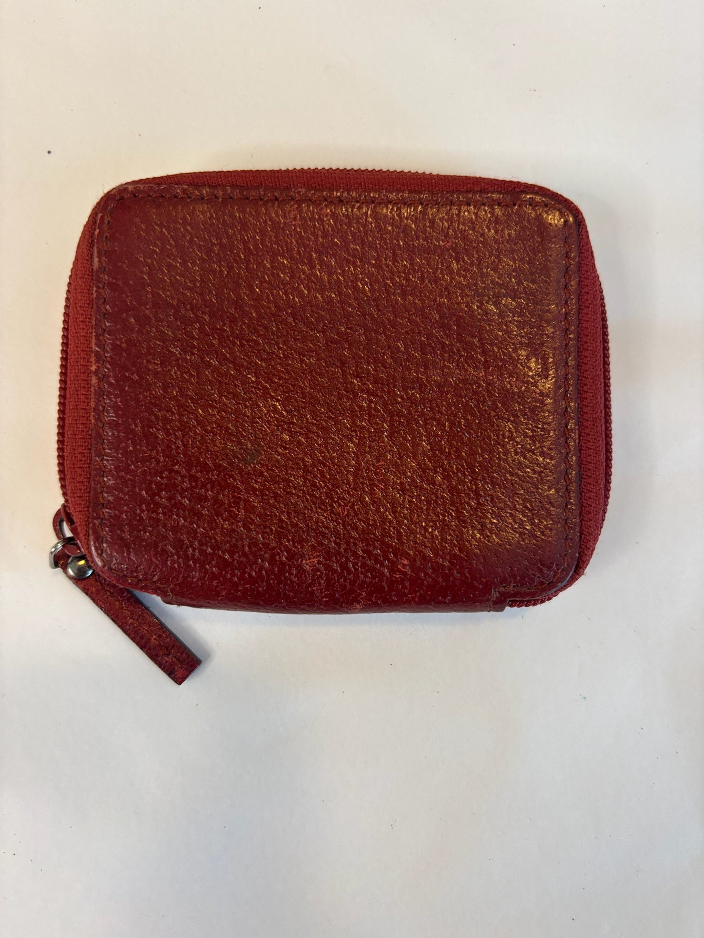 Gucci Red Leather Zip-Around Coin Case
