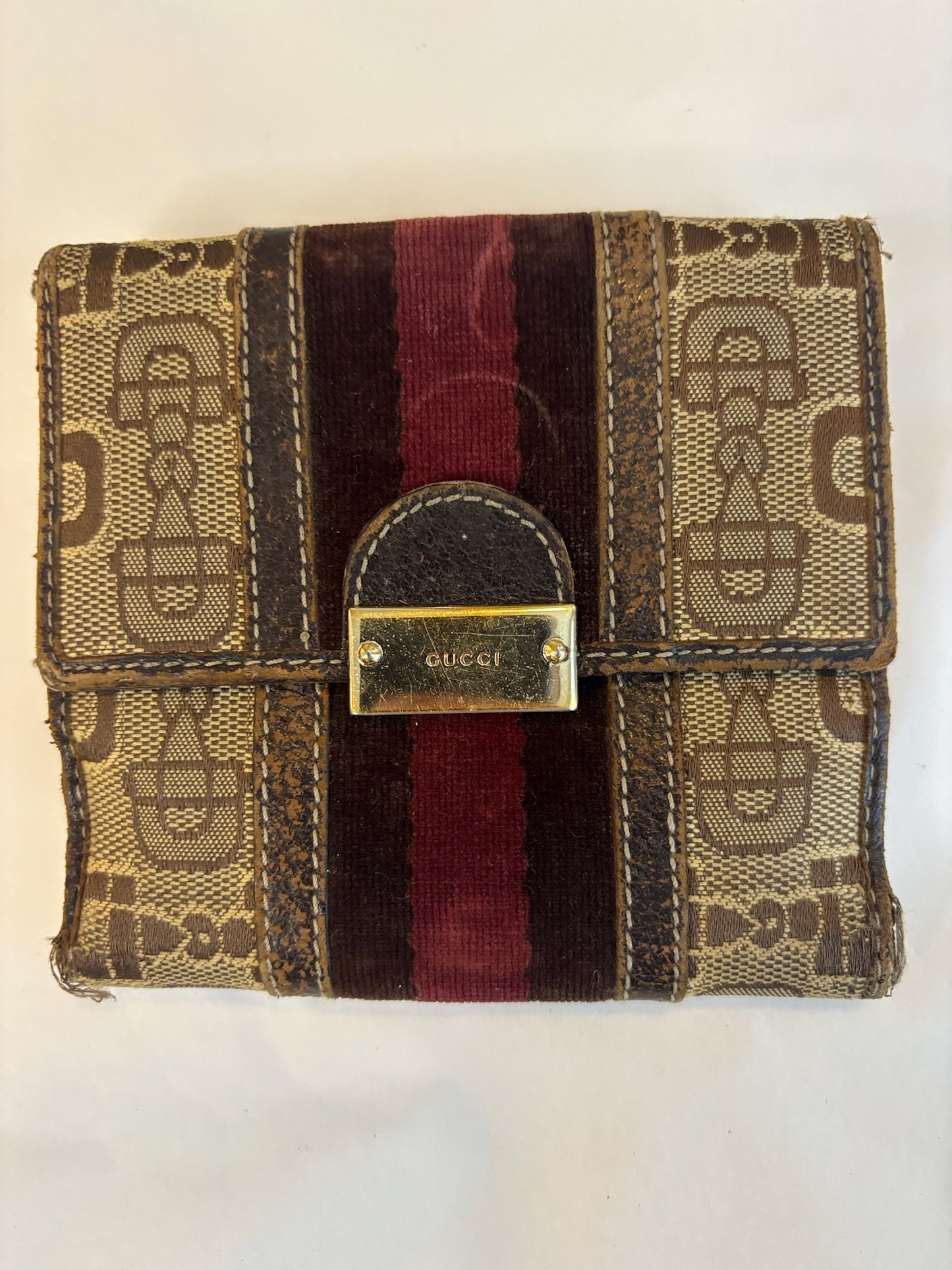 Vintage Gucci GG Canvas and Suede Wallet