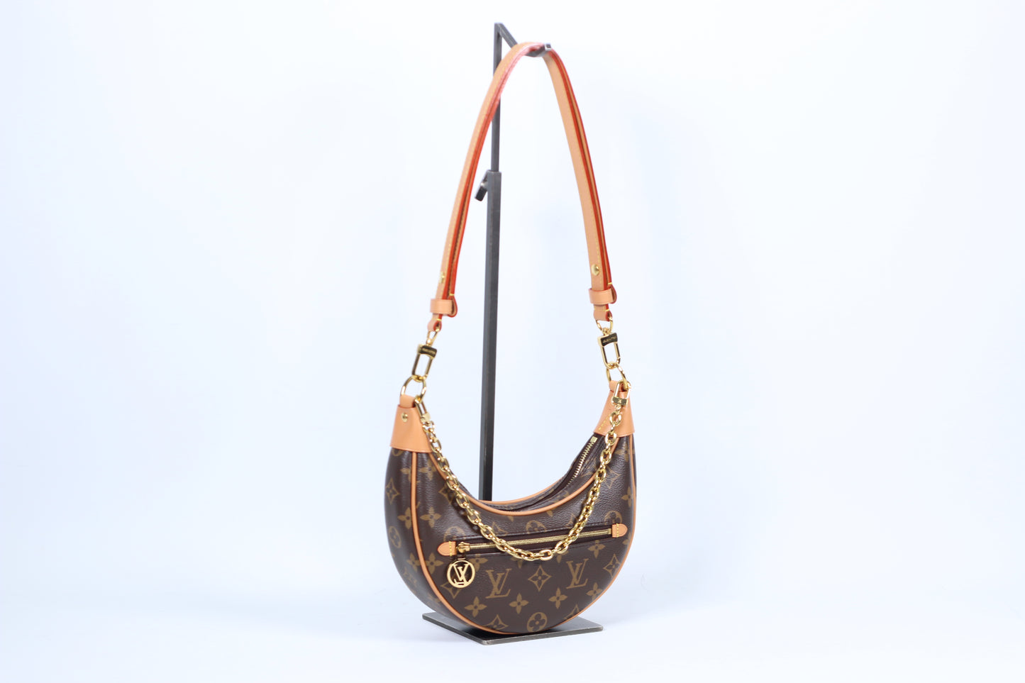Louis Vuitton Brown PVC Monogram Loop Hobo ONE Shoulder Bag M81098 (VC12190428H)